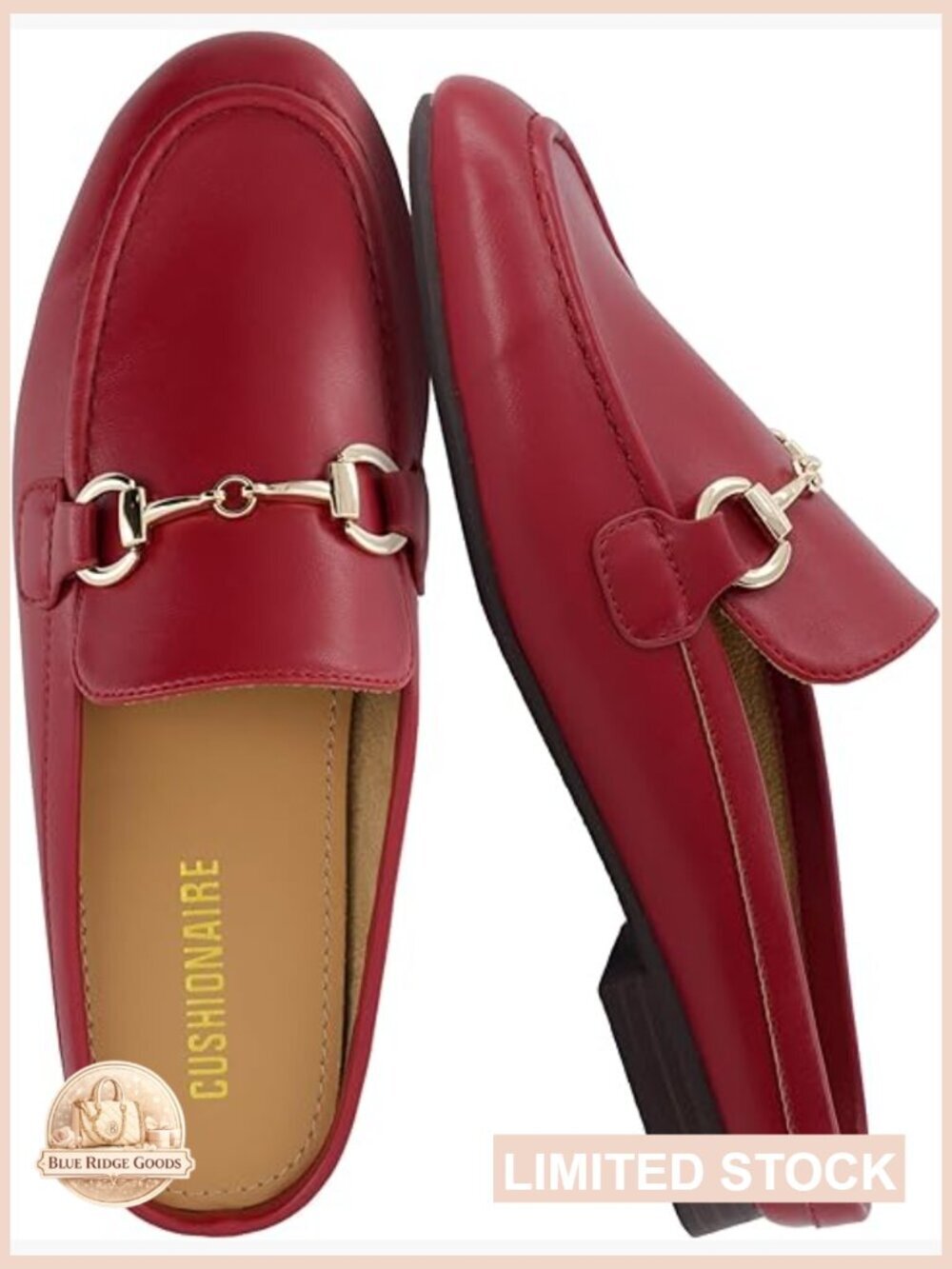 Low Heel Slip On Mules with Metal Chain Detail - Run Small Size Up